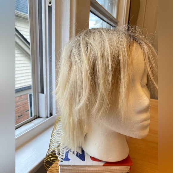 💯 REMY BLOND DARK ROOTS MESSY ROCKSTAR MULLET HUMAN HAIR WIG FULL CAP LACE FRONT - Picture 8 of 15